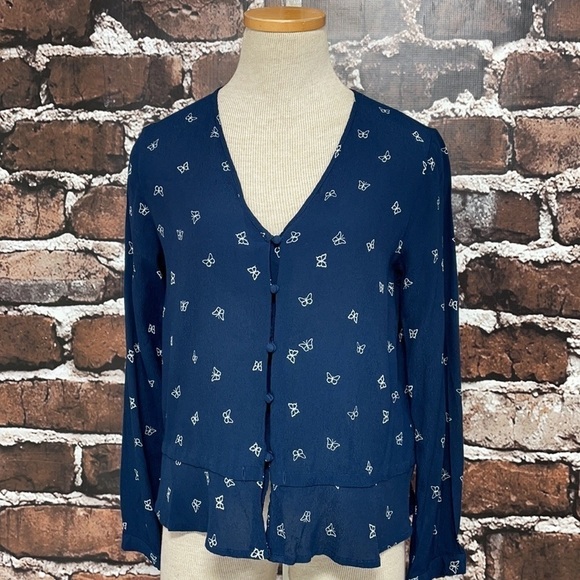 Rails Top Shirt Blouse Button Up Butterfly Print Small - Picture 1 of 12